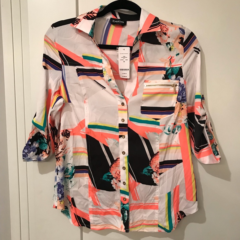 BeBe Floral 3/4 sleeve shirt